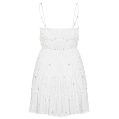 Ivory/Tonal Blue Stars Lurex Stripe Star Dress - Dress