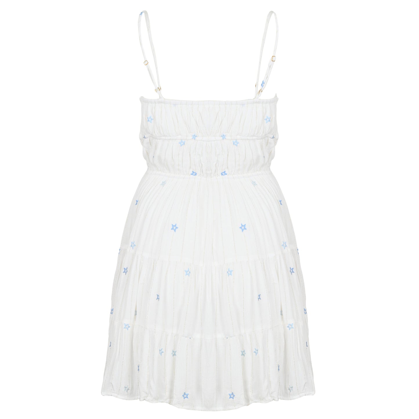 Load image into Gallery viewer, Ivory/Tonal Blue Stars Lurex Stripe Star Dress - Dress
