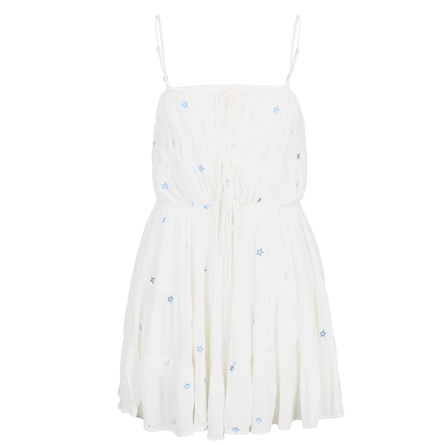Load image into Gallery viewer, Ivory/Tonal Blue Stars Lurex Stripe Star Dress - Dress
