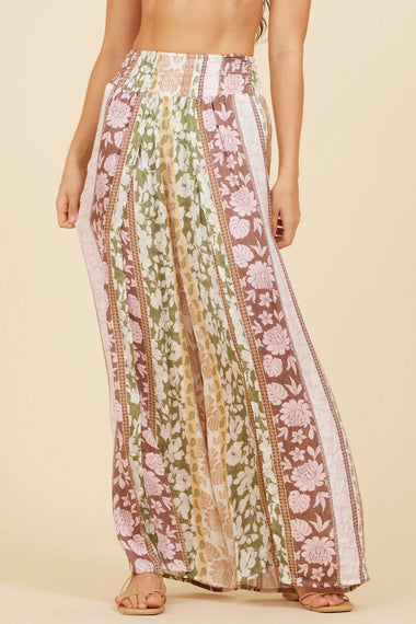 Pacific Tropical Satin Printed Flowy Pants - Bottoms