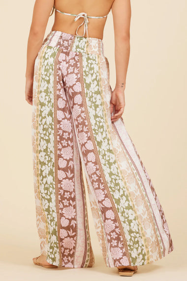 Pacific Tropical Satin Printed Flowy Pants - Bottoms