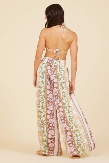 Pacific Tropical Satin Printed Flowy Pants - Bottoms