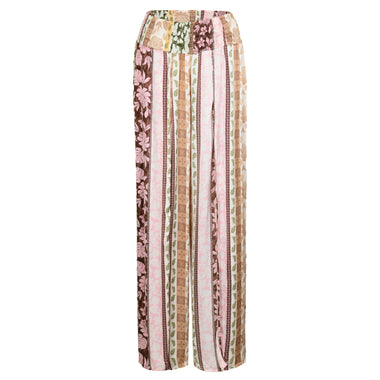 Pacific Tropical Satin Printed Flowy Pants - Bottoms