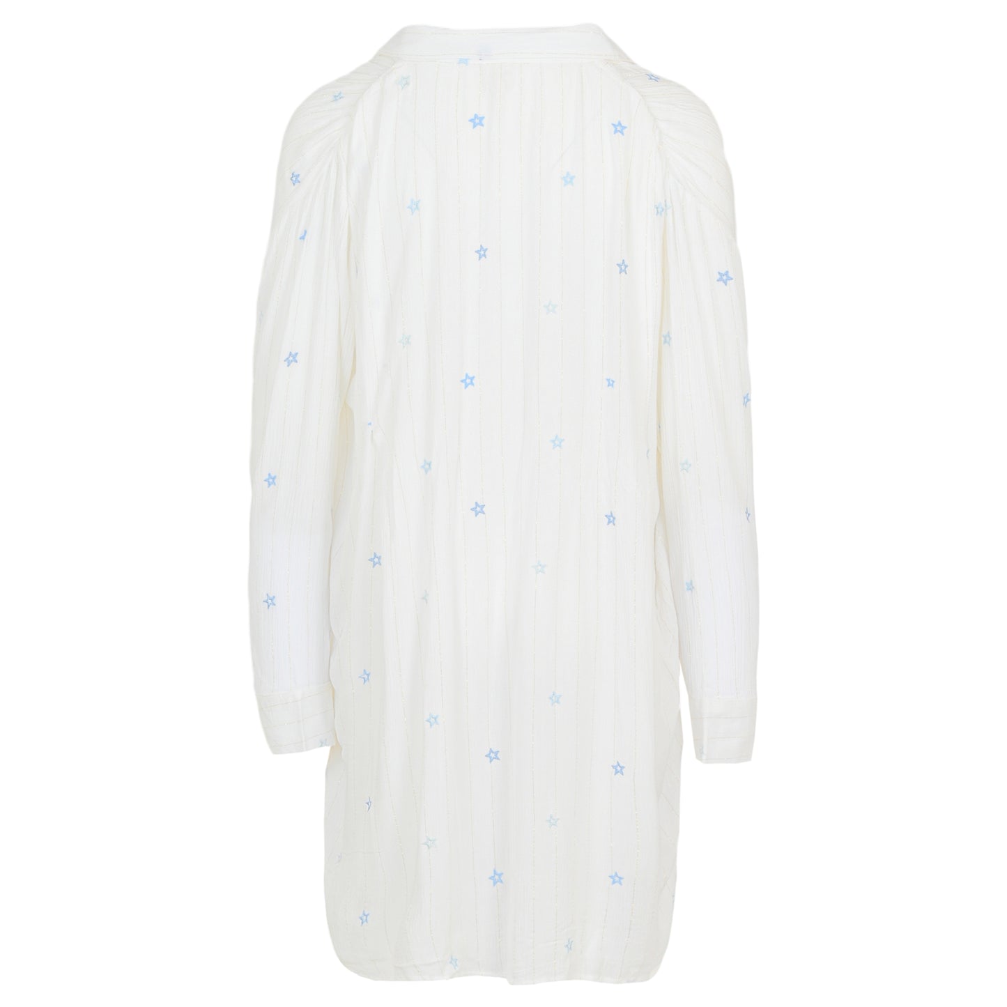 Load image into Gallery viewer, Ivory/Tonal Blue Stars Lurex Stripe Star Cover Up - Cover Up
