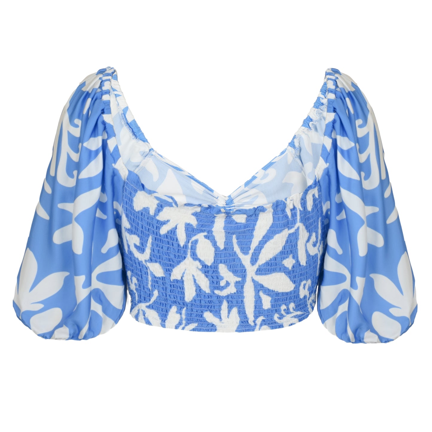 Load image into Gallery viewer, Summer Breeze Print Satin Top Blue - Top
