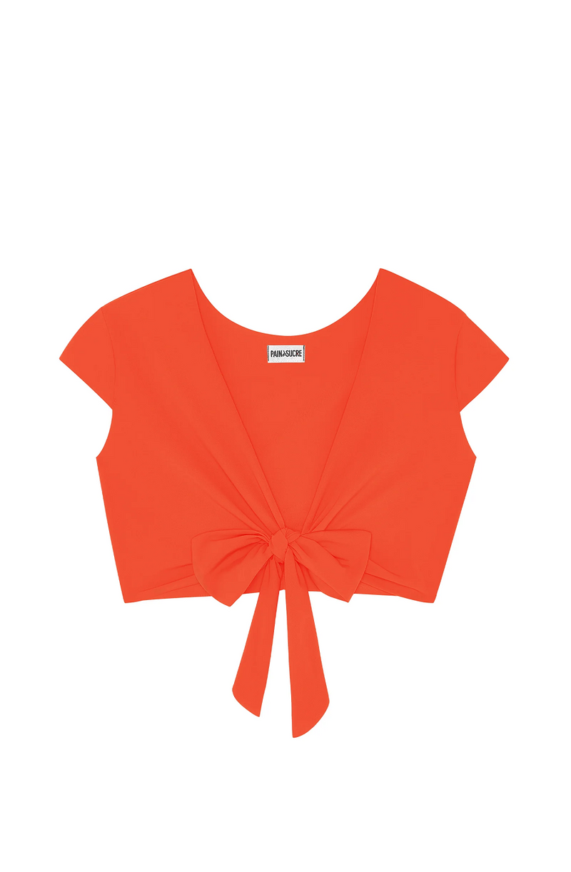 Tako Orange Wrap Crop Top