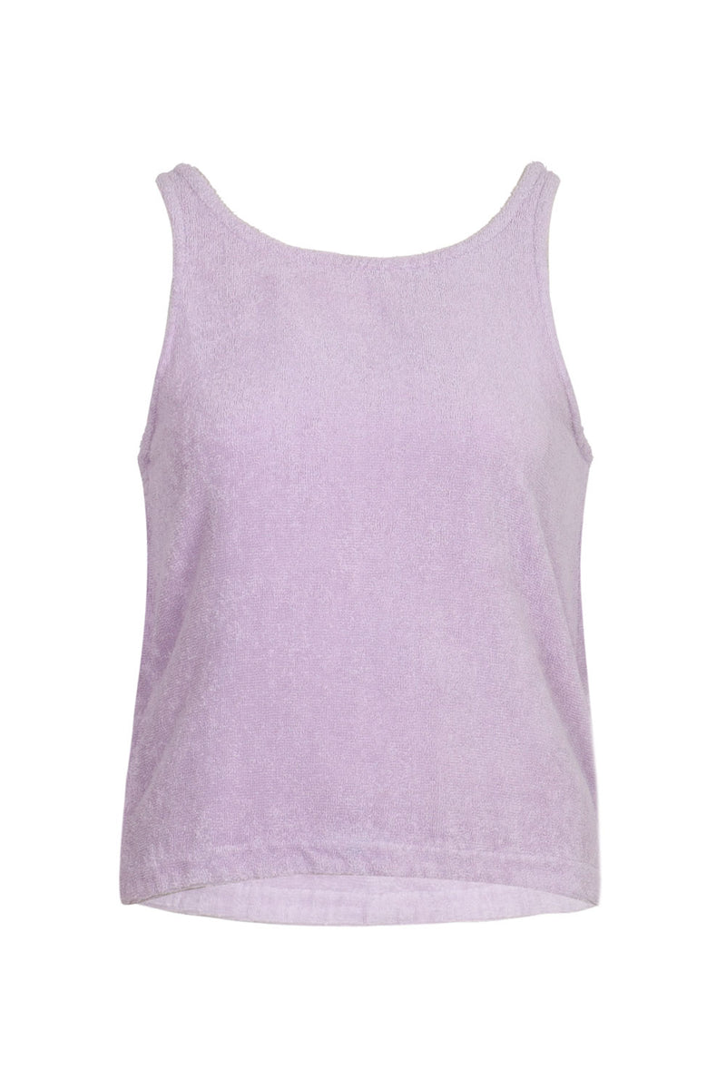 Lavender Sleeveless Top in Terry Towelling