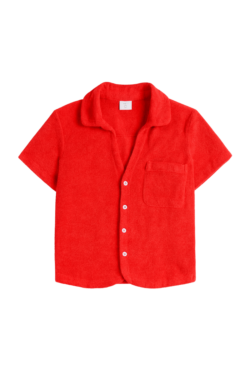 Red Terry Towelling Shirt for Women