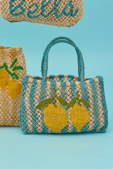 Tracy Stripe 2 Lemons Jute Bag