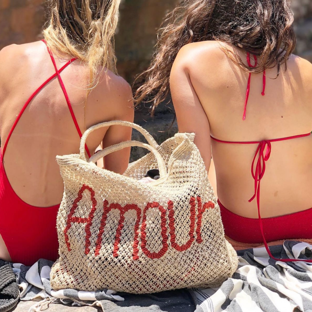 Load image into Gallery viewer, Amour Jute Bag Natural/Scarlet - Bag
