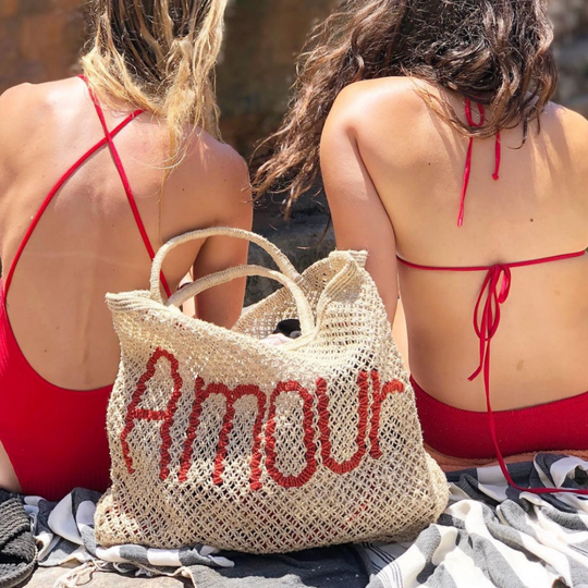 Amour Jute Bag Natural/Scarlet - Bag