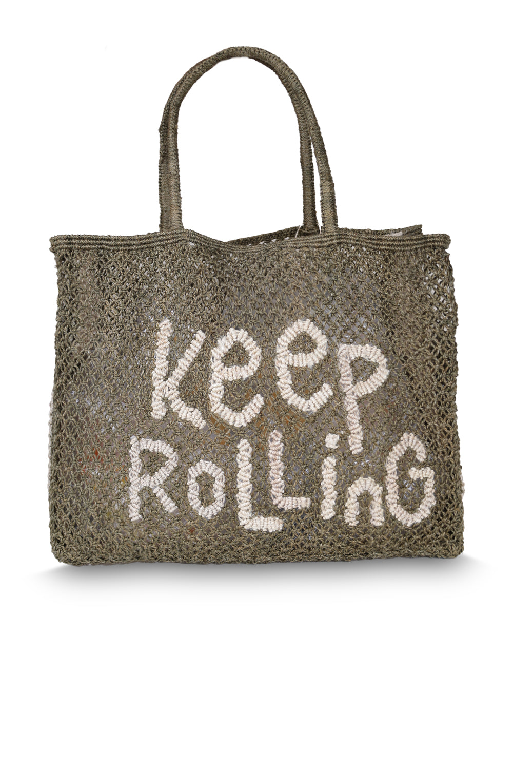 Load image into Gallery viewer, Barry Keep Rolling Olive Jute Bag
