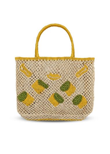 Lemon All Over Jute Bag Yellow - Bag