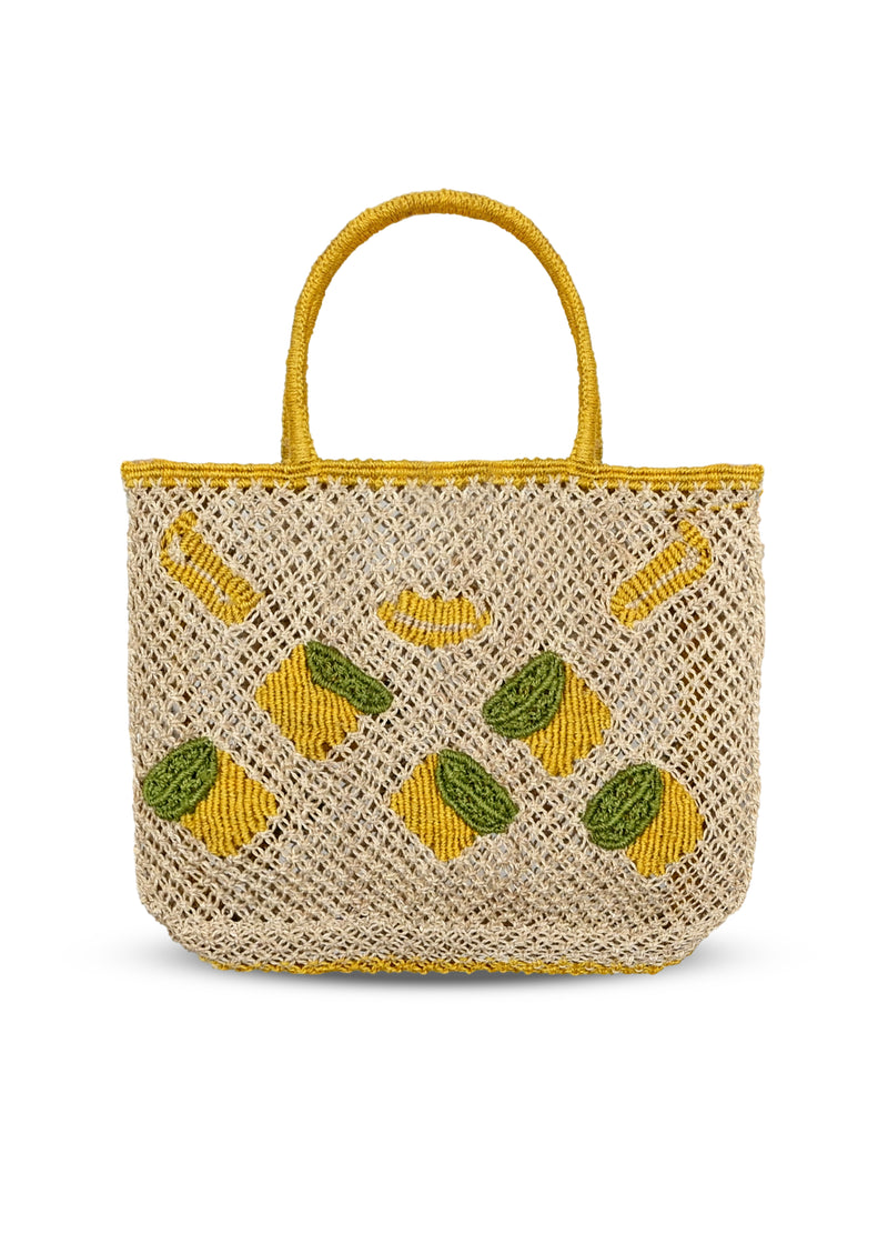 Lemon All Over Jute Bag Yellow