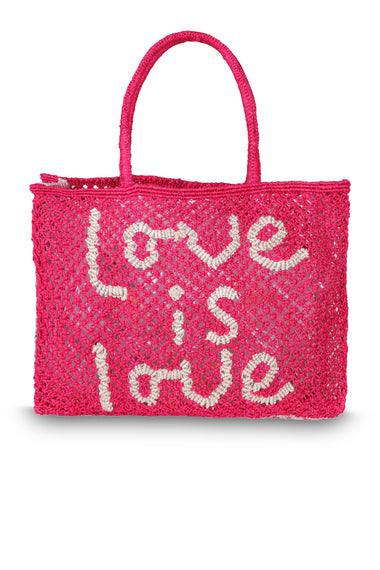 Love is Love Raspberry Jute Bag