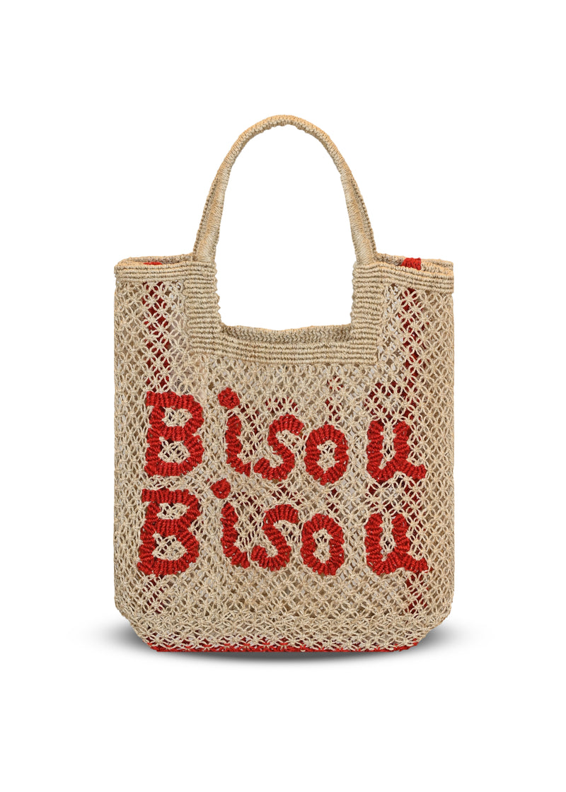 Stella Bisou Jute Bag Natural/Scarlet