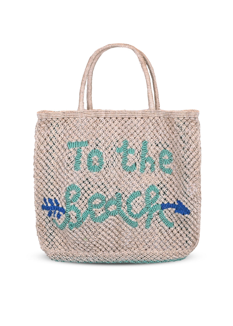 To The Beach Jute Bag Aqua Cobalt