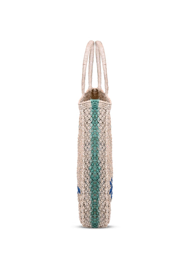 To The Beach Jute Bag Aqua Cobalt - Bag