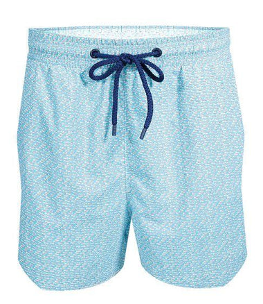 Mens Short Swim Shorts with Fish Print - Swim Shorts