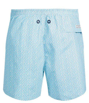 Mens Short Swim Shorts with Fish Print - Swim Shorts