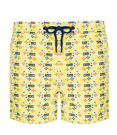 Mens Swim Board Shorts with Beach Print - Swim Shorts