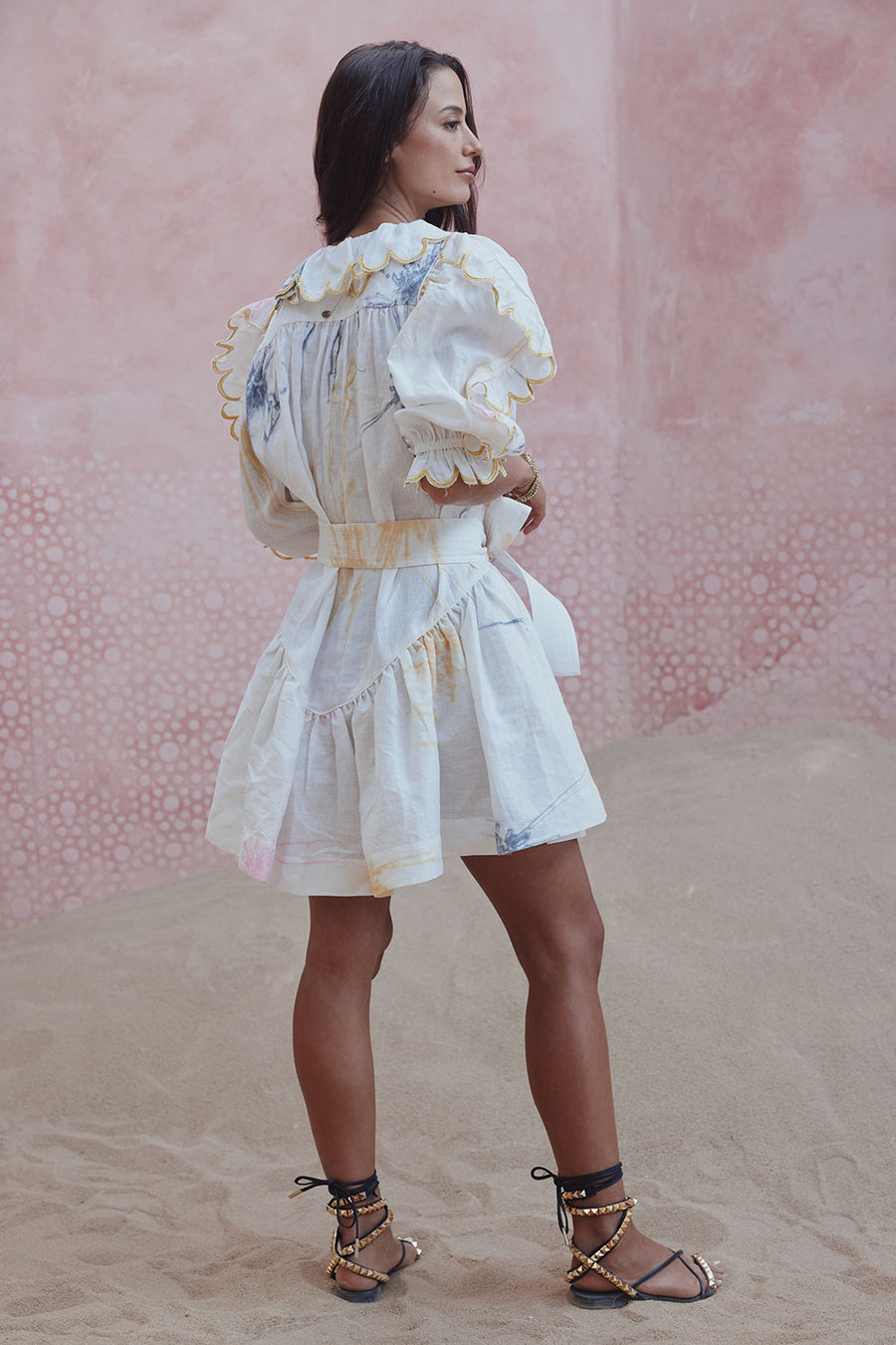 Load image into Gallery viewer, Ajax Scallop Dress Nouveau Tie Dye Off White - Dress
