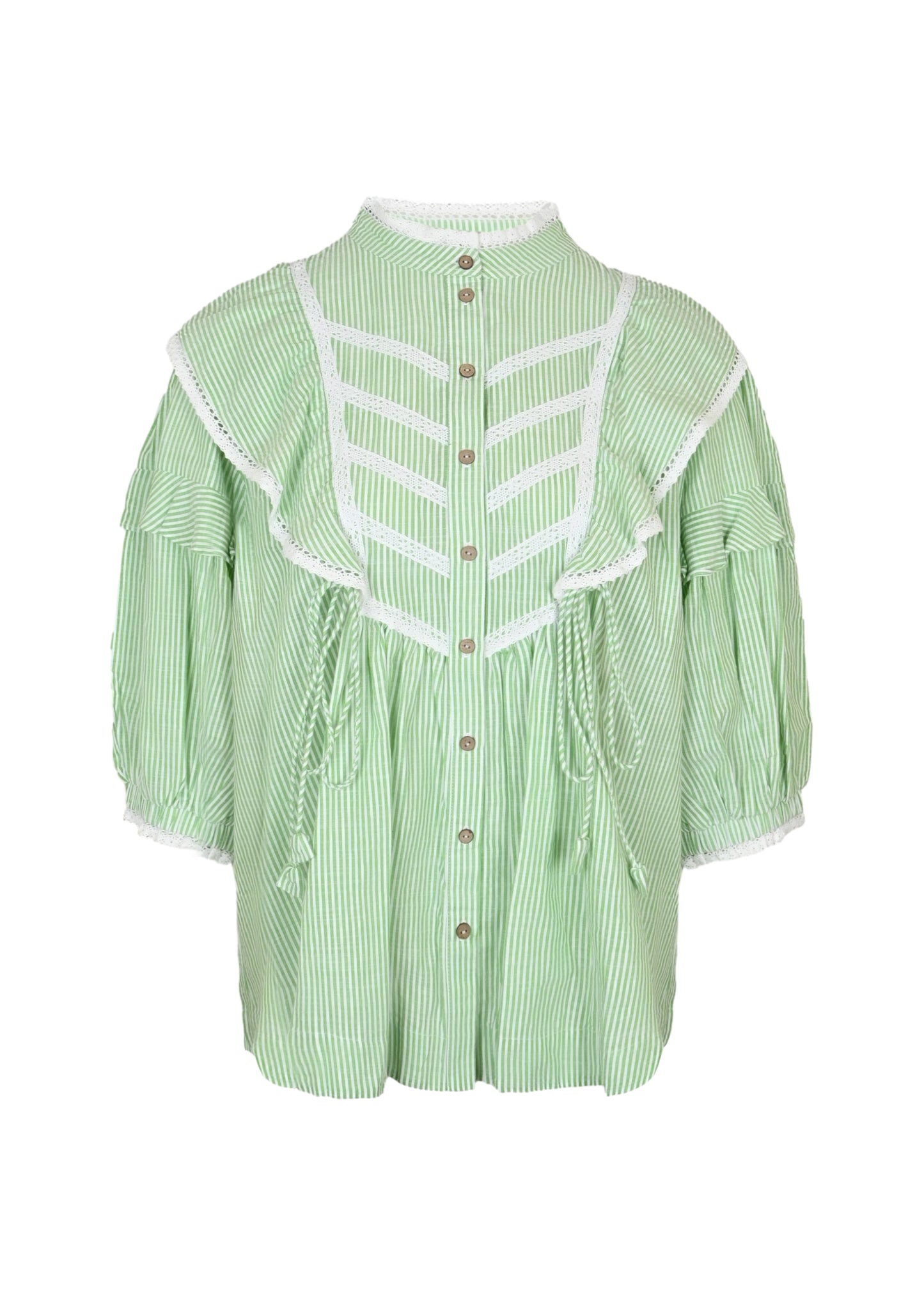 Load image into Gallery viewer, Bellatrix Blouse Seersucker Green Apple - Top
