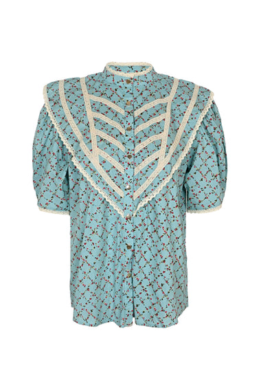 Cruz Cappa Shirt Flower Square Cadet Blue - Top