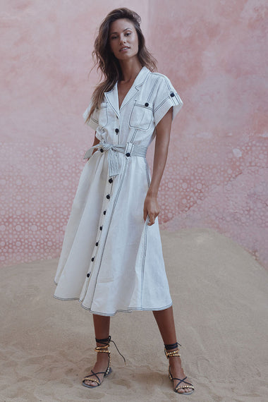 Ellen Von Shirt Dress White - Dress