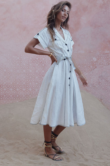 Ellen Von Shirt Dress White - Dress