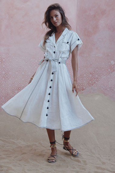 Ellen Von Shirt Dress White - Dress