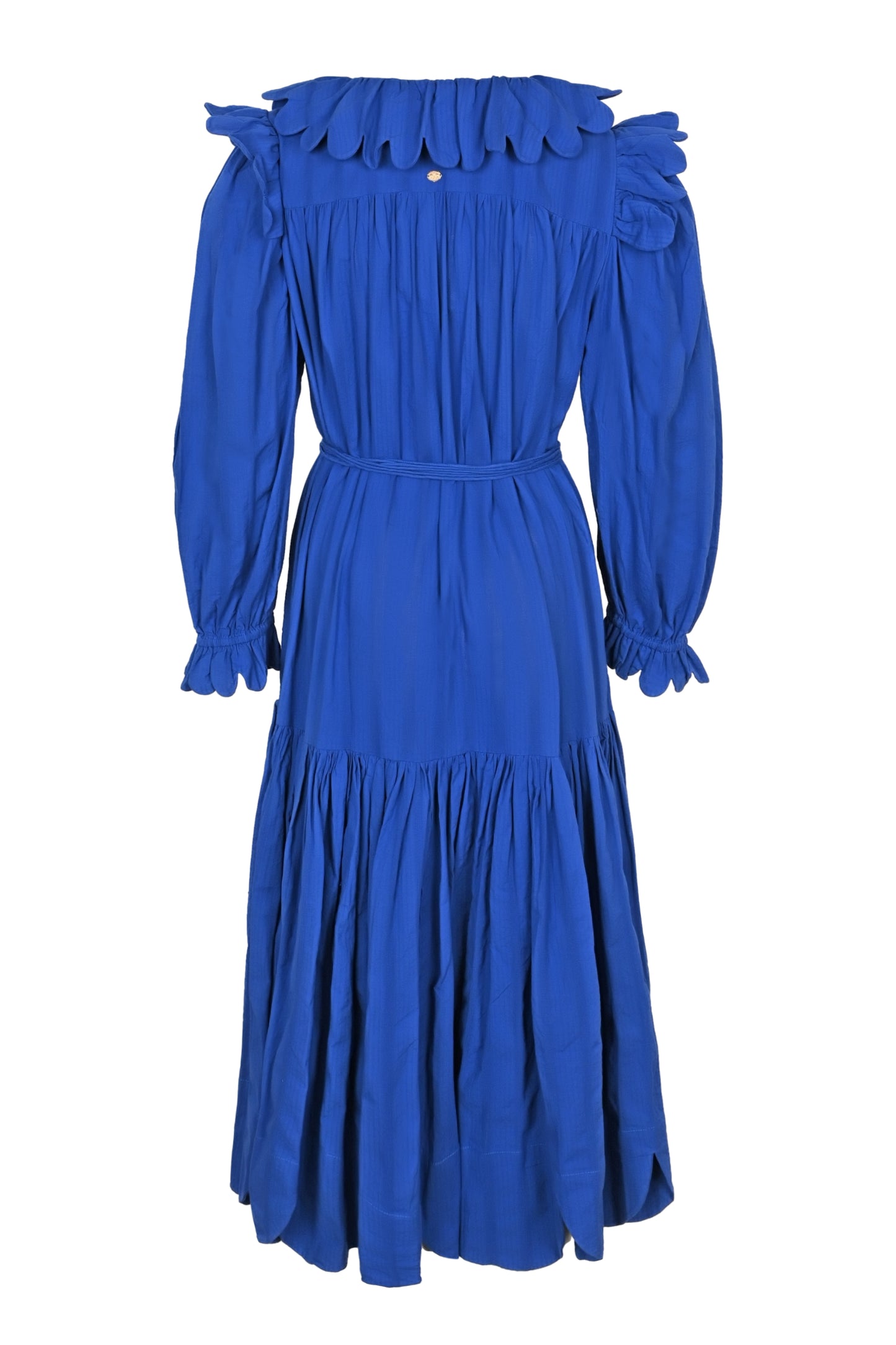 Load image into Gallery viewer, Gillian Scallop Midi Dress Sapphire Blue - Dress
