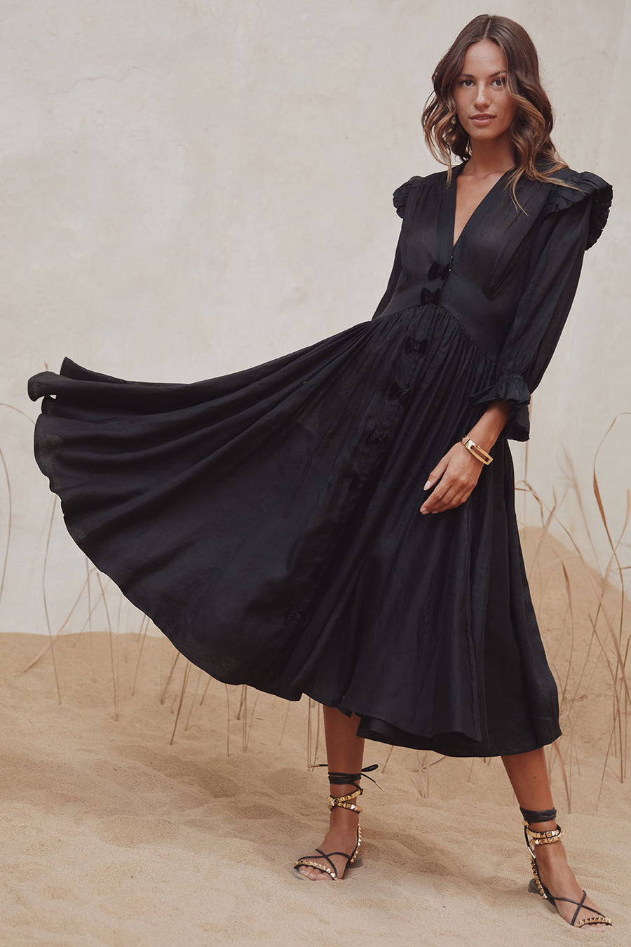 Load image into Gallery viewer, Jacobella Bow Dress Noir - Dress
