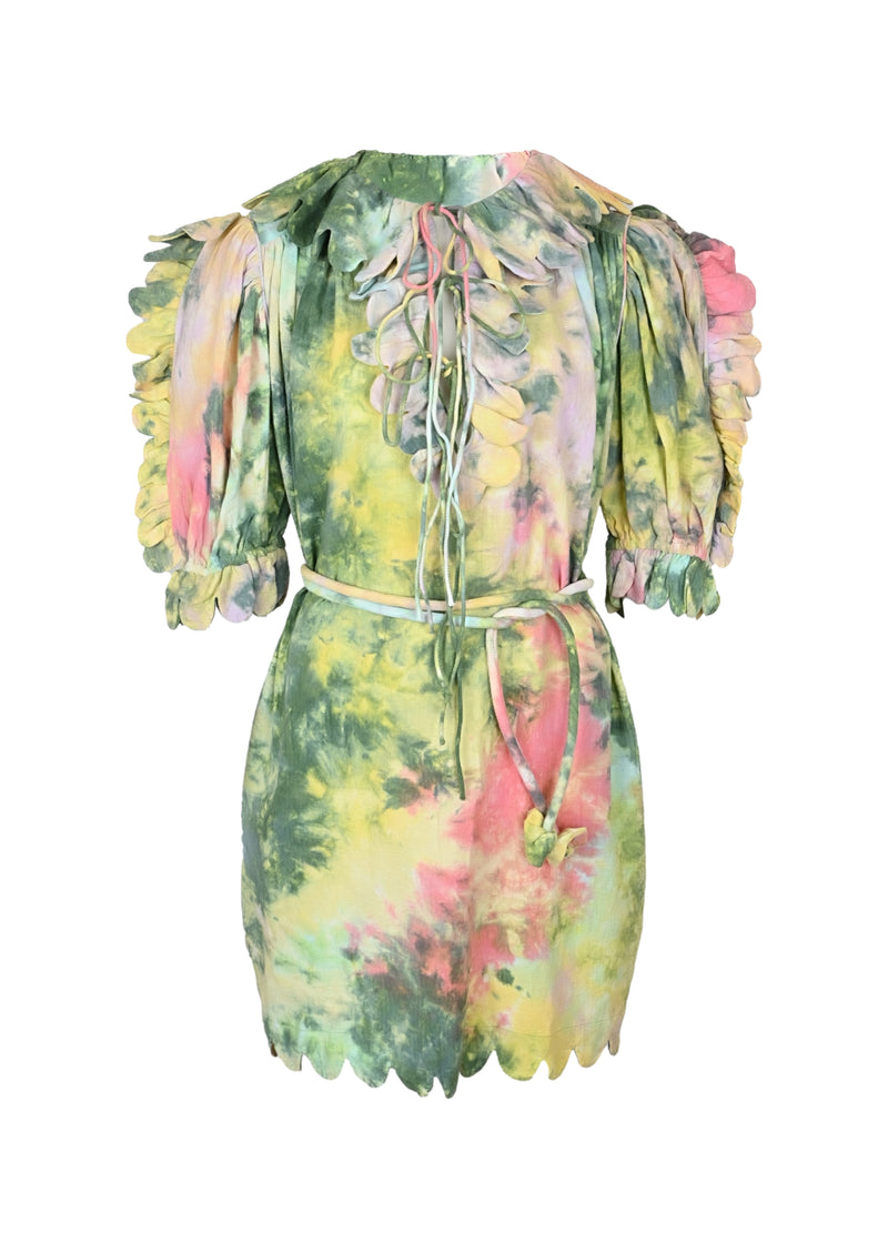 Maja Scallop Candy Tie Dye Mini Dress Evergreen