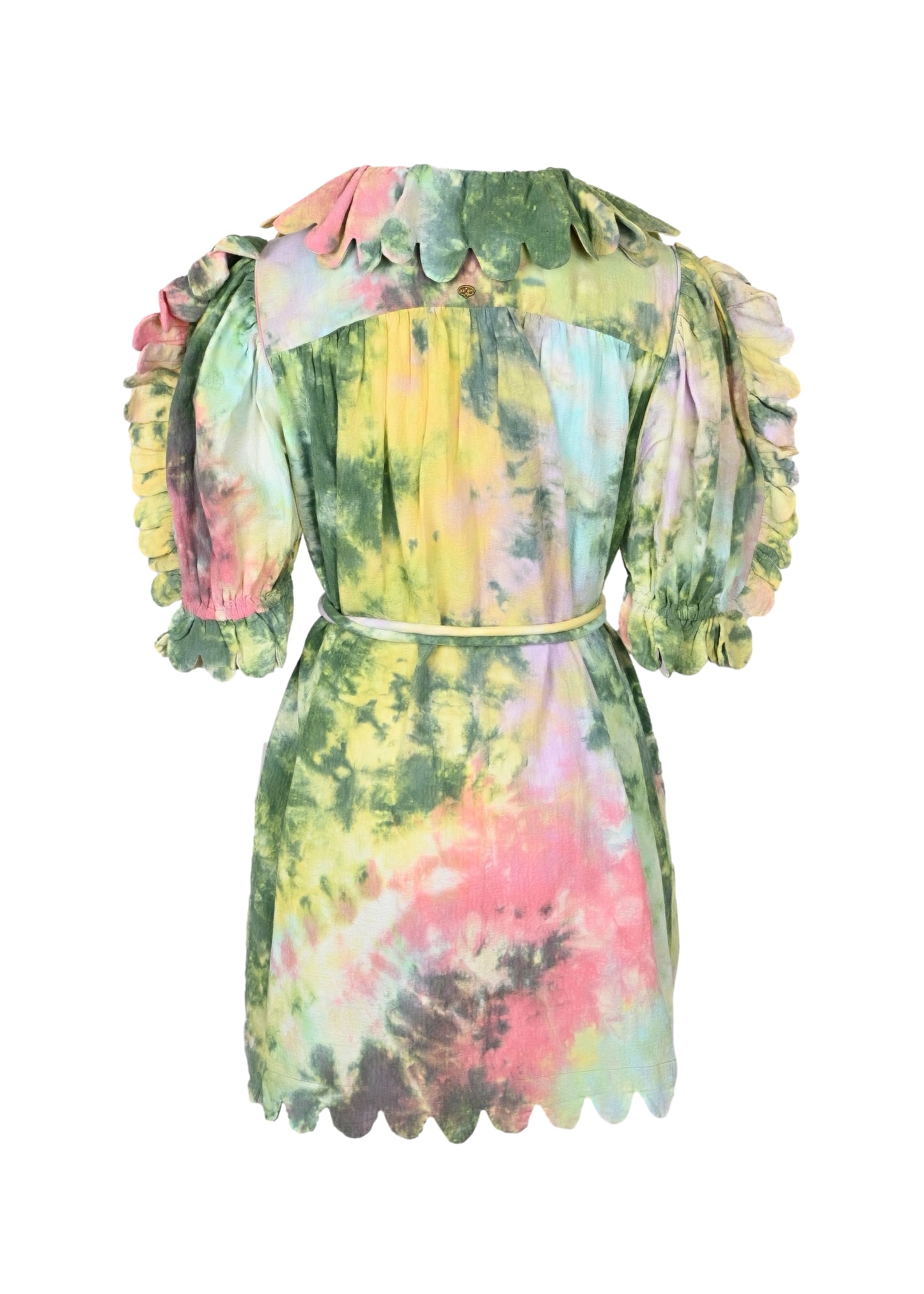 Load image into Gallery viewer, Maja Scallop Candy Tie Dye Mini Dress Evergreen - Dress
