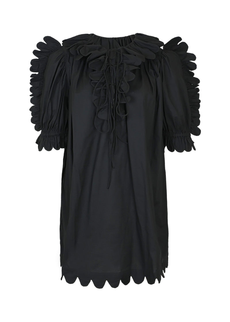 Maja Scallop Plain Mini Dress Black