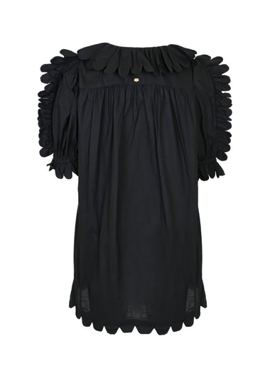 Maja Scallop Plain Mini Dress Black - Dress