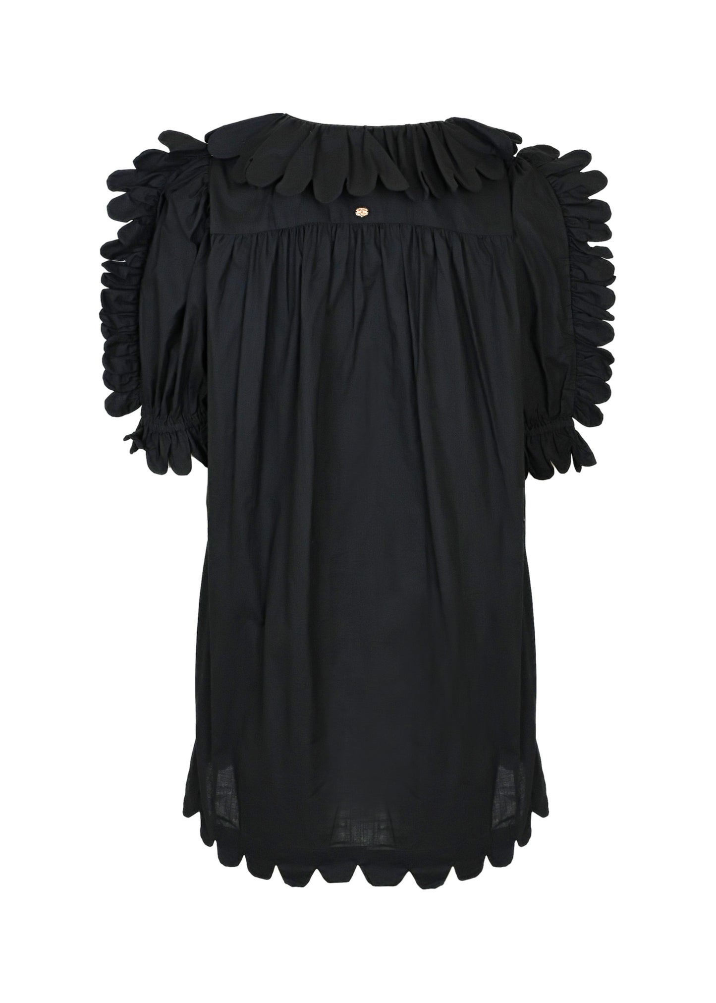 Load image into Gallery viewer, Maja Scallop Plain Mini Dress Black - Dress
