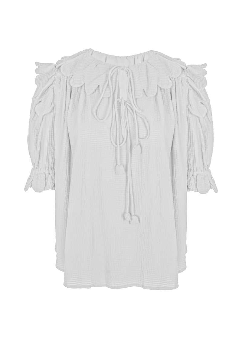 Nico Scallop Top Plain Waffle White