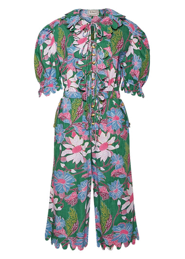 Yelena Jumpsuit Wild Flower Multi Emerald - Jumpsuit