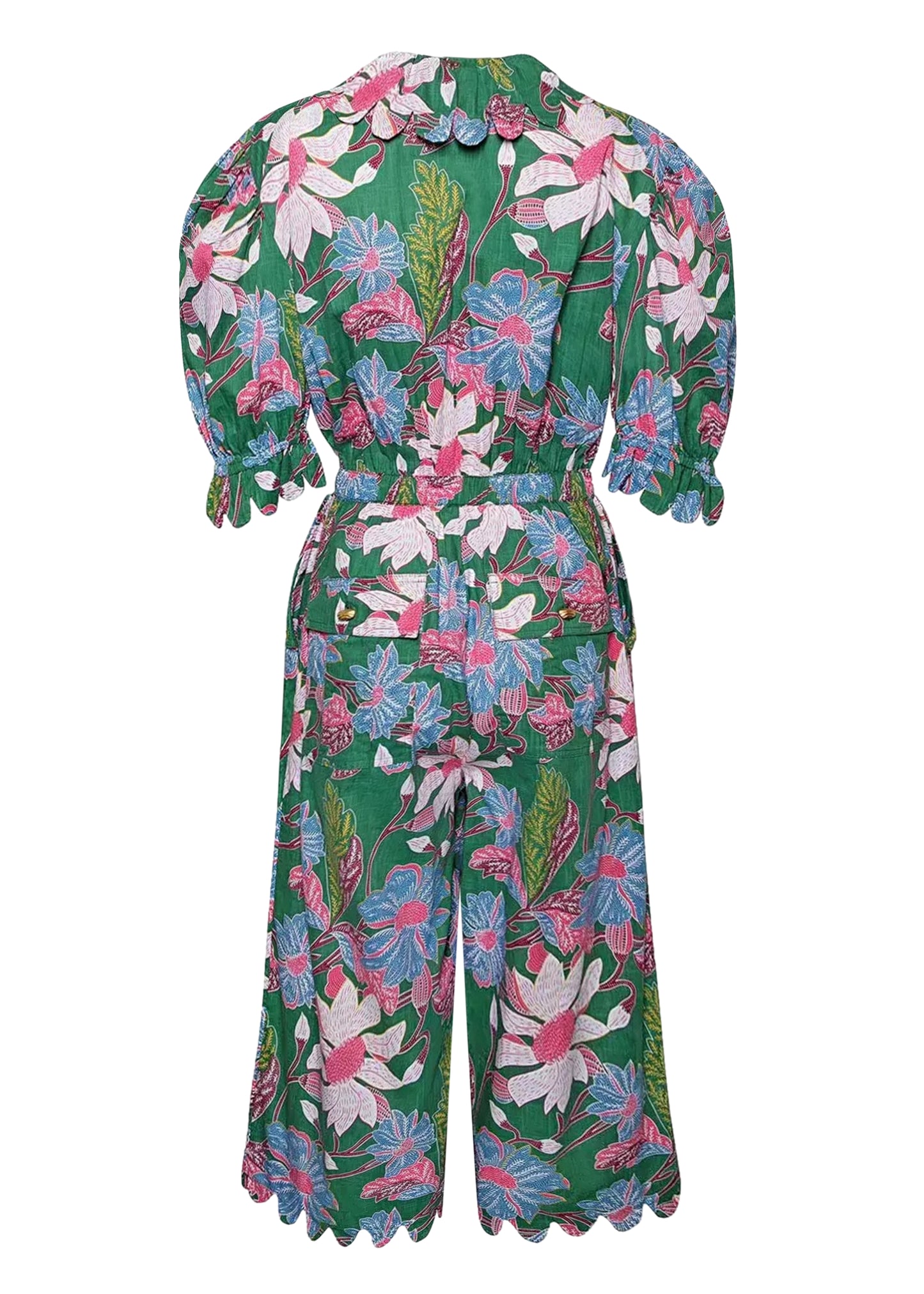 Load image into Gallery viewer, Yelena Jumpsuit Wild Flower Multi Emerald - Jumpsuit
