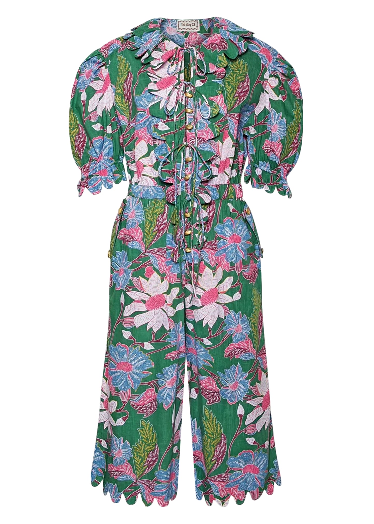Load image into Gallery viewer, Yelena Jumpsuit Wild Flower Multi Emerald - Jumpsuit
