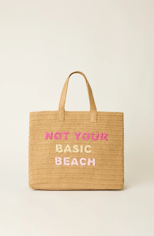 Not Your Basic Beach Tote Bag Sand/Fuchsia - Bag