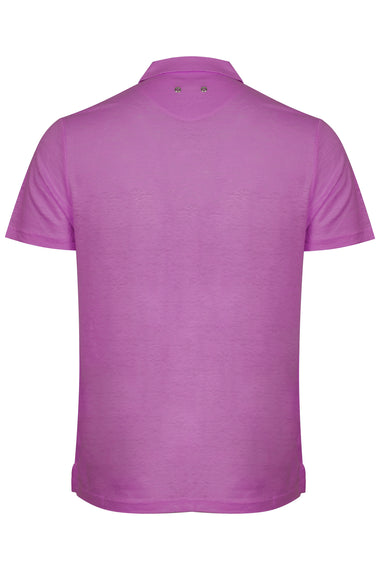 Men Linen Jersey Polo Shirt Solid Purple