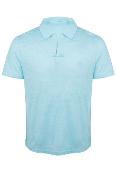 Men Linen Jersey Polo Shirt Solid Oxygene