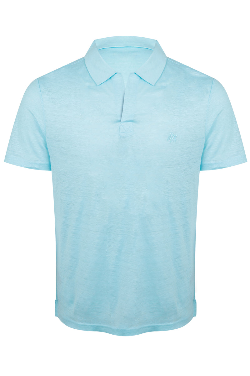 Men Linen Jersey Polo Shirt Solid Oxygene