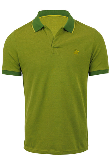 Men Cotton Polo Shirt Solid Militare
