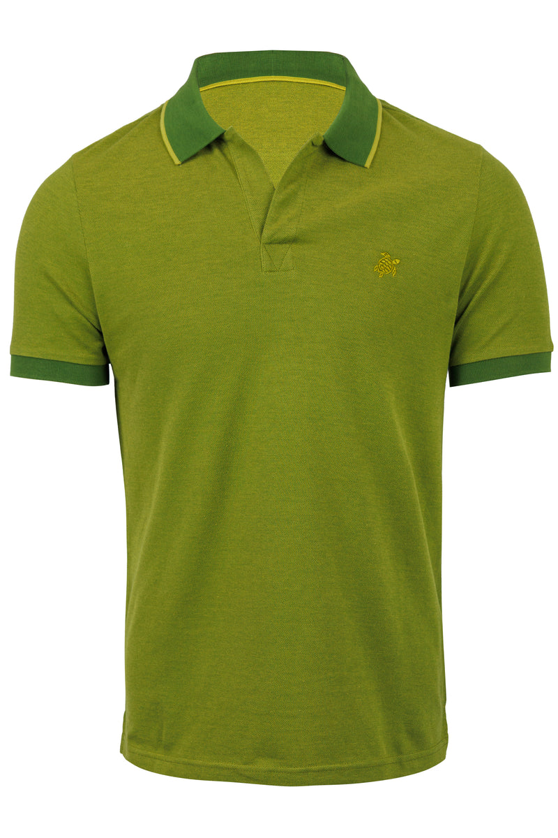 Men Cotton Polo Shirt Solid Militare