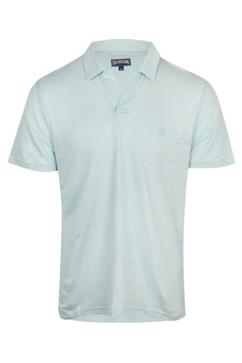 Men Linen Jersey Polo Shirt Pacific