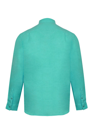 Men Linen Shirt Solid Vert